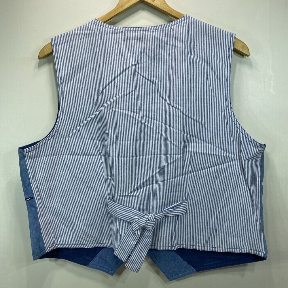 90s Westbound Casual Beach Embroidered Vest Top Tank Womens Large Blue Nautical - Picture 6 of 8